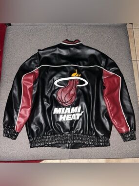 Rare Y2K Miami Heat NBA Leather Bomber Varsity Jacket